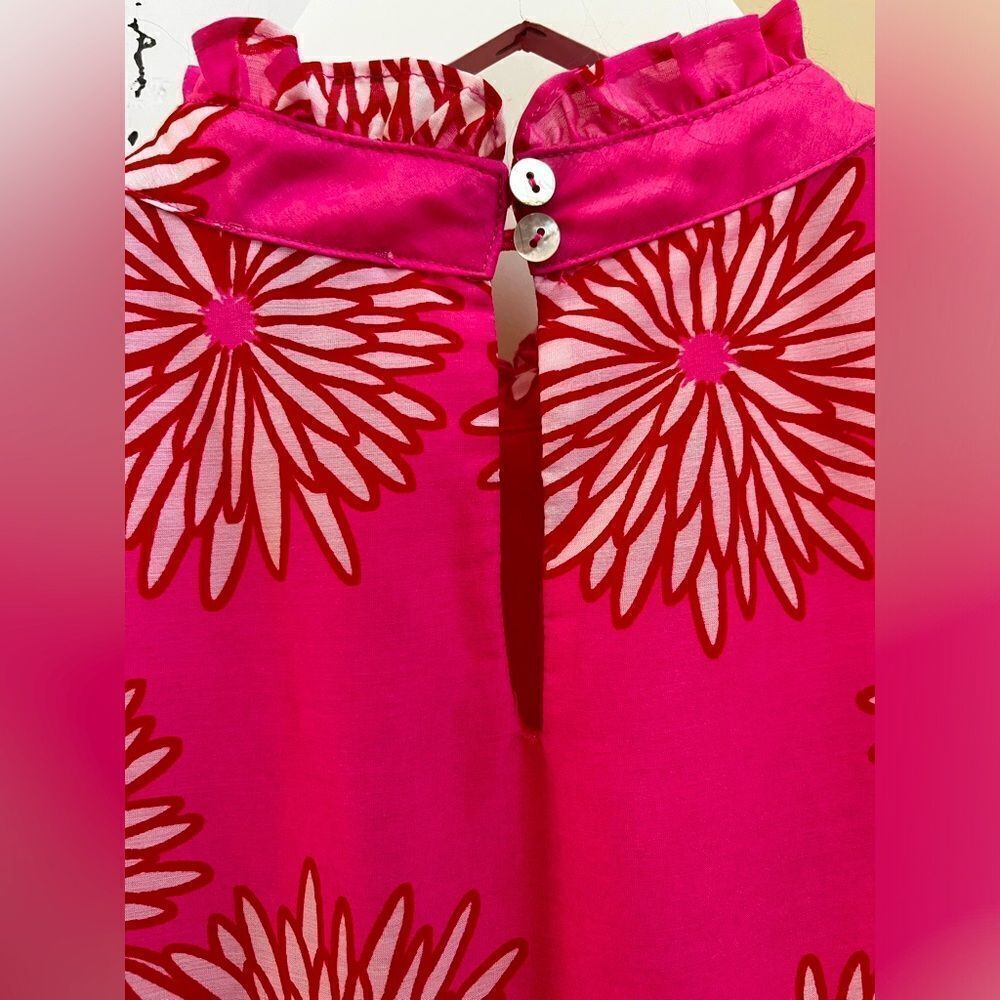 J.Marie Pink Sleeveless ruffle Dress with Floral Pattern; Size XS. Like New!! - Picture 3 of 8